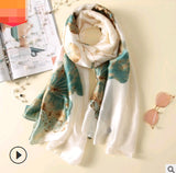 Floral Printed Silk-Look Scarf – Elegant Lightweight Shawl for All Seasons