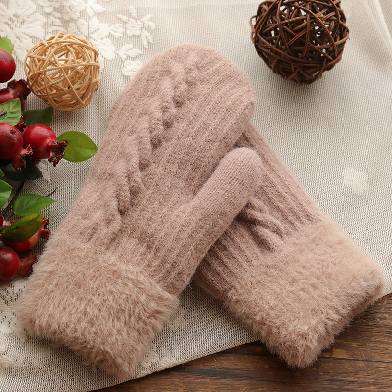 Women’s Velvet Winter Mittens – Cute Warm Riding Gloves