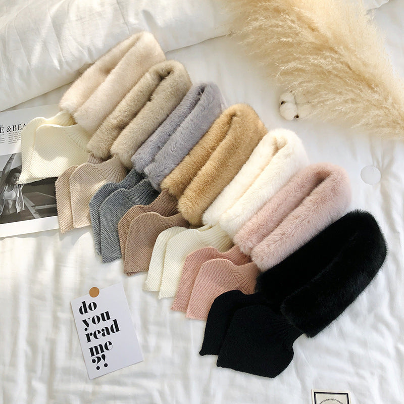 Bow-Knot Faux Rabbit Fur Scarf – Soft & Warm Winter Neck Wrap