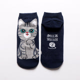 Cute Cat Cotton Ankle Socks – Breathable Jacquard Design