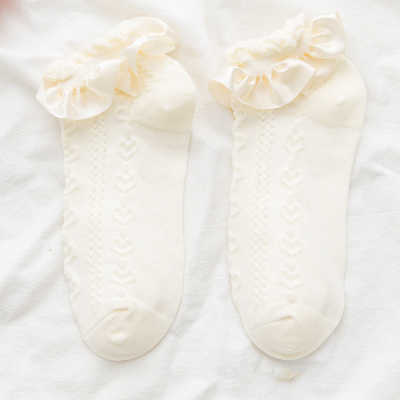 Women’s Sweet Bubble Cotton Socks – Ruffled Ankle Design
