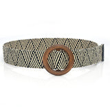 Boho Woven Waist Belt – Wide Linen-Inspired Belt with Round Buckle