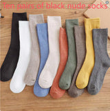 Women’s Cotton Mid-Calf Socks – 10 Pairs Korean & Japanese Style Autumn/Winter