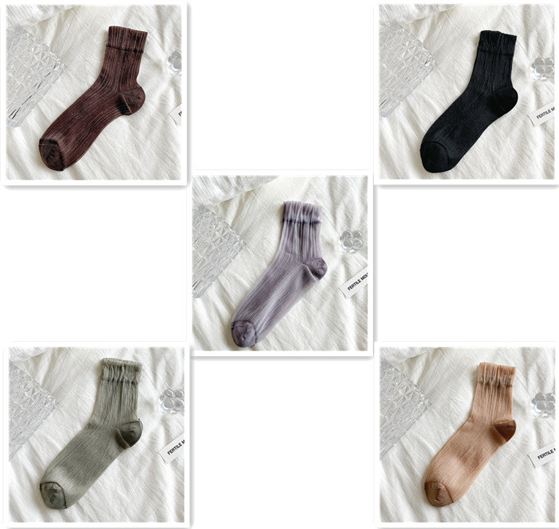 Women’s Crystal Nylon Mid-Calf Socks – Sheer Breathable Stockings