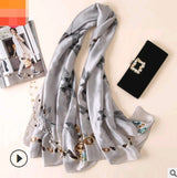 Floral Printed Silk-Look Scarf – Elegant Lightweight Shawl for All Seasons