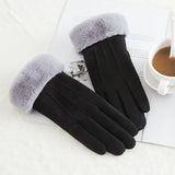 Women’s Suede Winter Gloves – Warm Wool Lined Finger Style