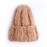 Women’s Thick Knitted Wool Beanie – Solid Color Winter Hat