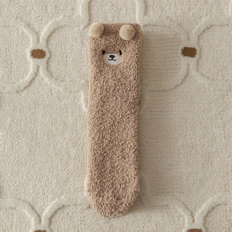 Women’s Coral Fleece Bear Socks – Cozy Winter Style
