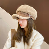 Women’s Woolen Peaked Cap – Thick Warm Winter Hat