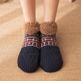Indoor Winter Jacquard Floor Socks – Warm Non-Slip Home Slippers