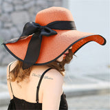 Women’s Floppy Bow Sun Hat – Wide Brim Foldable Summer Hat