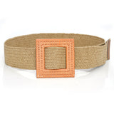 Boho Woven Waist Belt – Wide Linen-Inspired Belt with Round Buckle