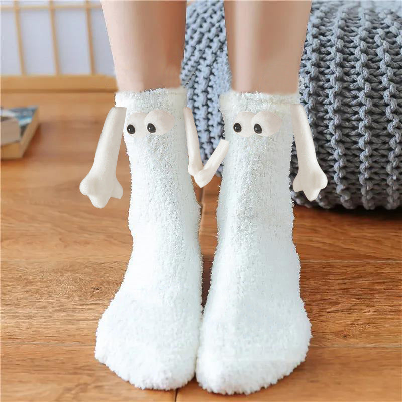 Magnetic Christmas Couple Socks – Coral Fleece Warm Slipper Tube