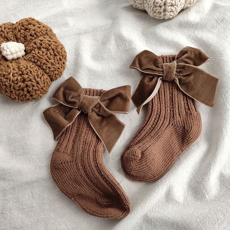 Baby Bowknot Cotton Socks – Pure Color Tube Style