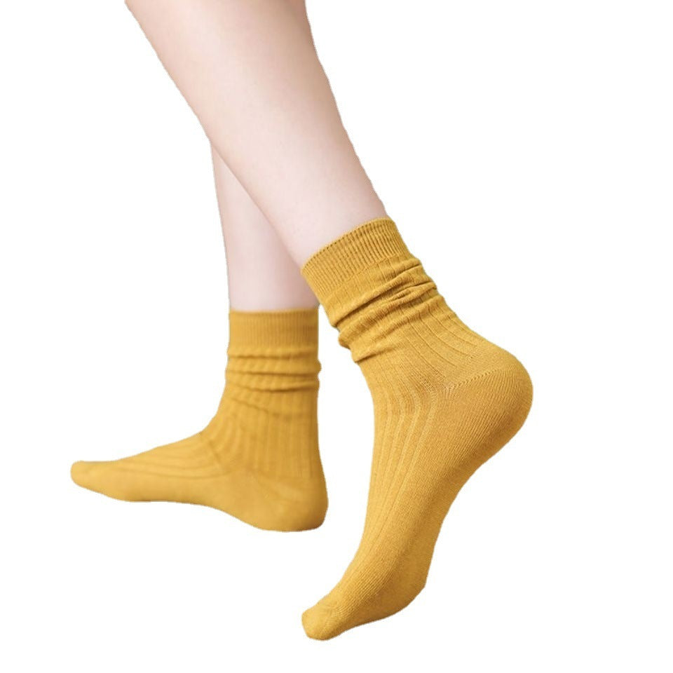 Women’s Cotton Mid-Calf Socks – 10 Pairs Korean & Japanese Style Autumn/Winter