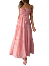 Elegant Hollow Backless Maxi Dress – Spaghetti Strap Swing Dress for Women