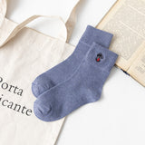 Women’s Embroidered Cotton Tube Socks – Thick Winter Style