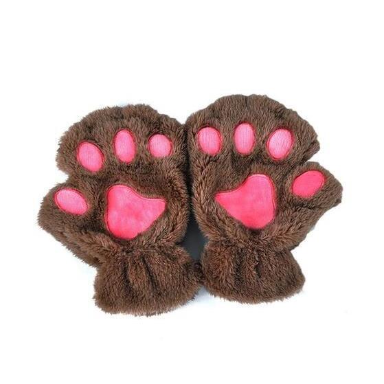 Winter Cute Cat Paw Gloves – Half Cover Short Finger Mittens