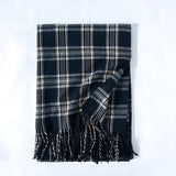 Plaid Cashmere-Feel Scarf – Soft Korean-Style Winter Wrap