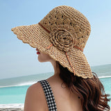 Women’s Foldable Flower Straw Sun Hat – Wide Brim Summer Style