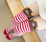 Super Cute Fuzzy Knee-High Socks – Cartoon Winter Style