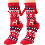 Magnetic Christmas Couple Socks – Coral Fleece Warm Slipper Tube