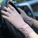Women’s Lace Half Finger Sunscreen Gloves – Summer Anti-UV Driving Mittens