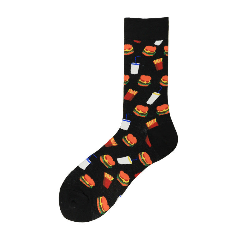 Creative Food Print Cotton Crew Socks – Unisex Fun Style