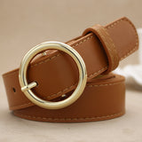 Classic Round Buckle Belt – Unisex Faux Leather Waist Accessory