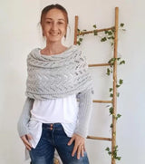 Knit Shawl Wrap – Cropped Cable Sleeve Scarf for Winter