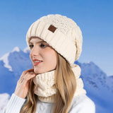 Women’s Knitted Hat & Scarf Set – Winter Warm Earmuff Beanie
