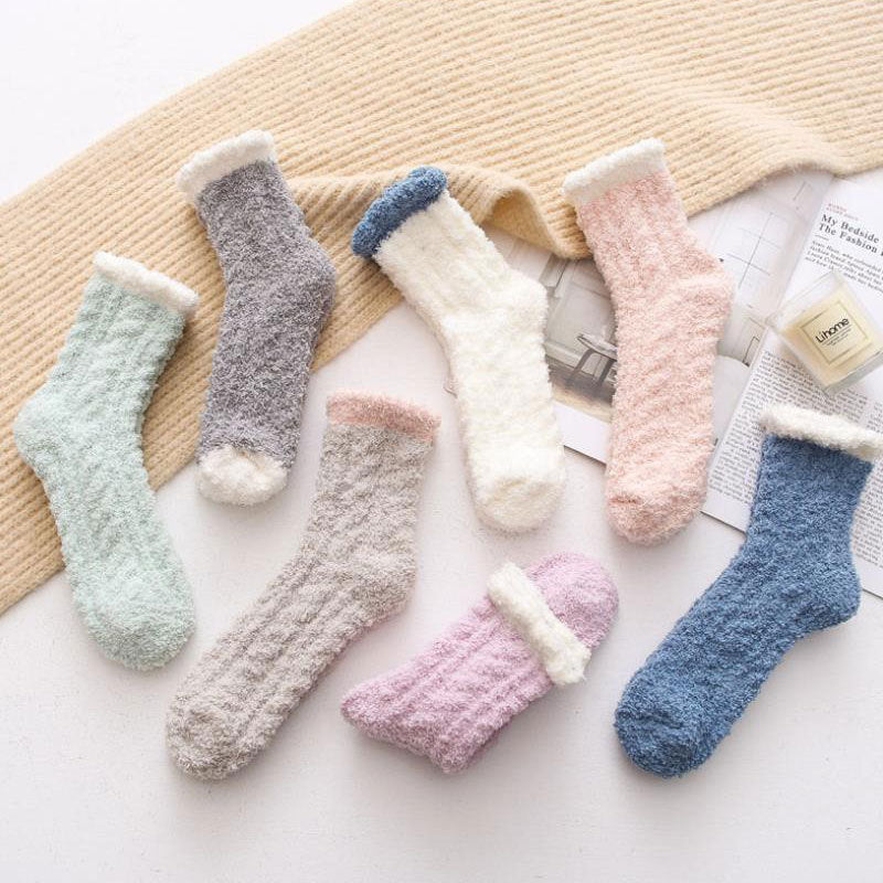 Coral Fleece Floor Socks – Warm Plush Crew Style