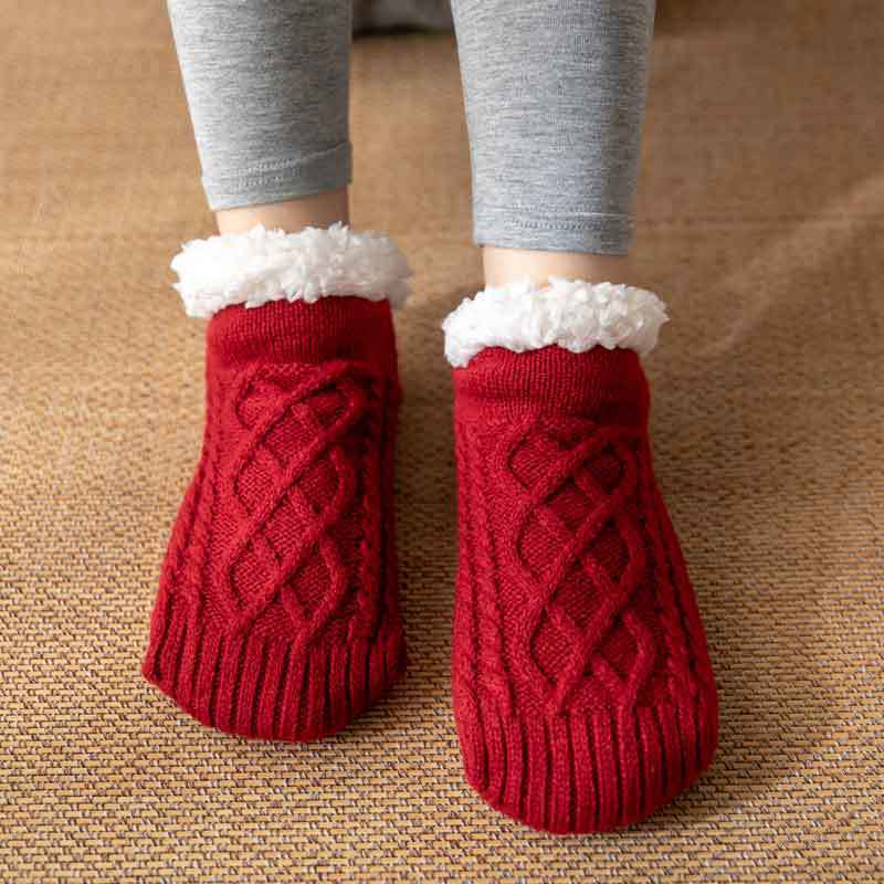 Winter Knitted Plush Floor Socks – Non-Slip Warm Home Carpet Socks