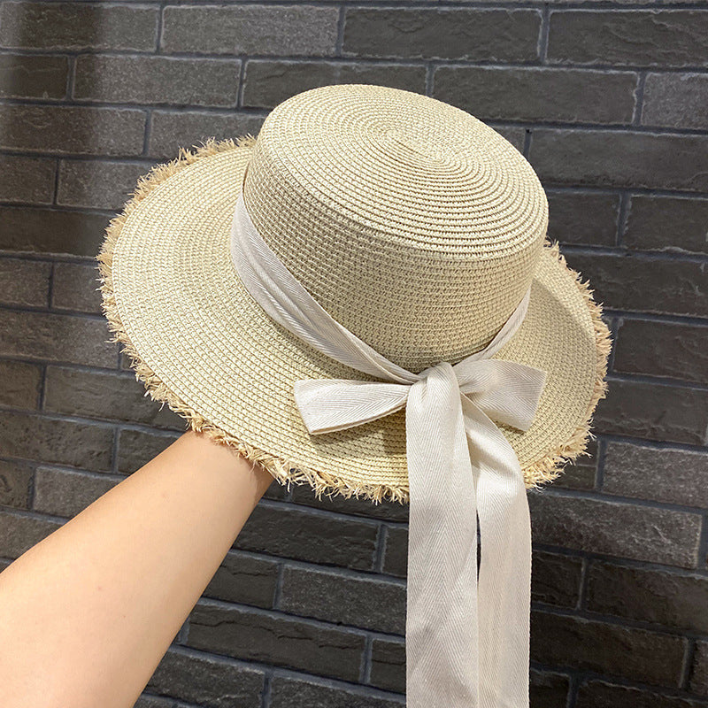Women’s Lace Bow Straw Sun Hat – Wide Brim Summer Beach Hat