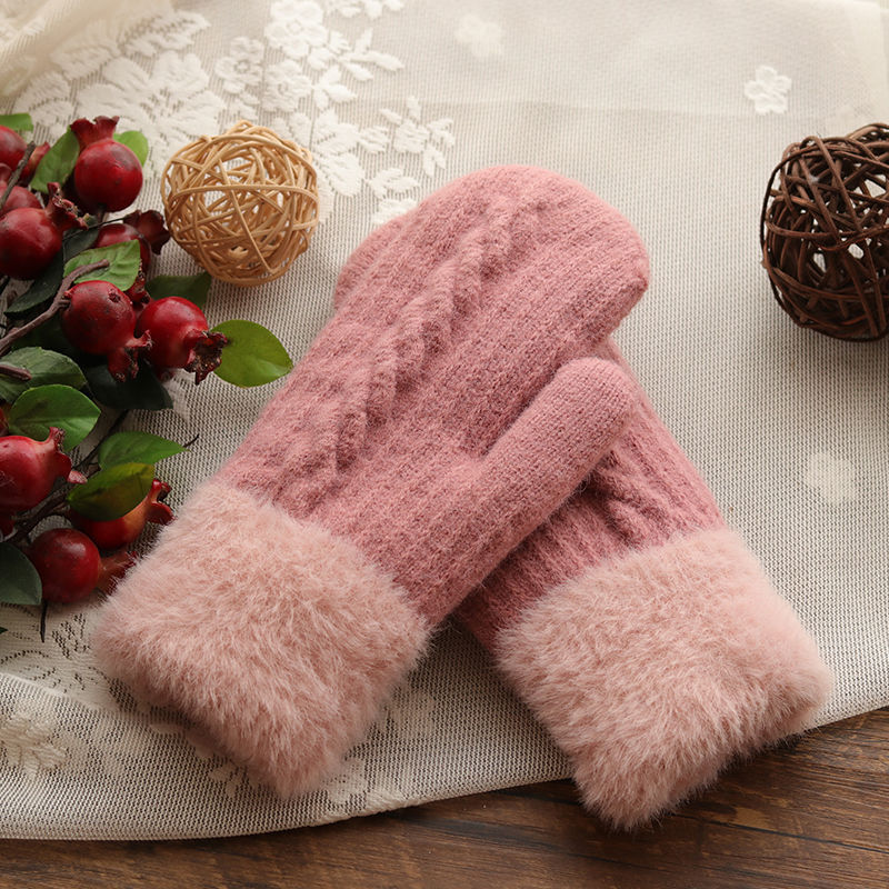 Women’s Velvet Winter Mittens – Cute Warm Riding Gloves