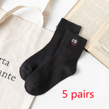 Women’s Embroidered Cotton Tube Socks – Thick Winter Style