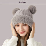 Children’s Double Fur Ball Knitted Hat – Cute Winter Warm Beanie