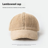 Women’s Plush Lamb Wool Baseball Cap – Winter Warm Peak Hat