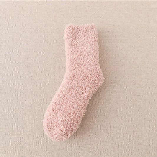 Sleeping Socks Home Women’s Coral Fleece Striped Mid-Calf Length Comfortable Socks