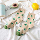 Japanese Retro Fruit & Veggie Crew Socks – Cute Pastoral Style