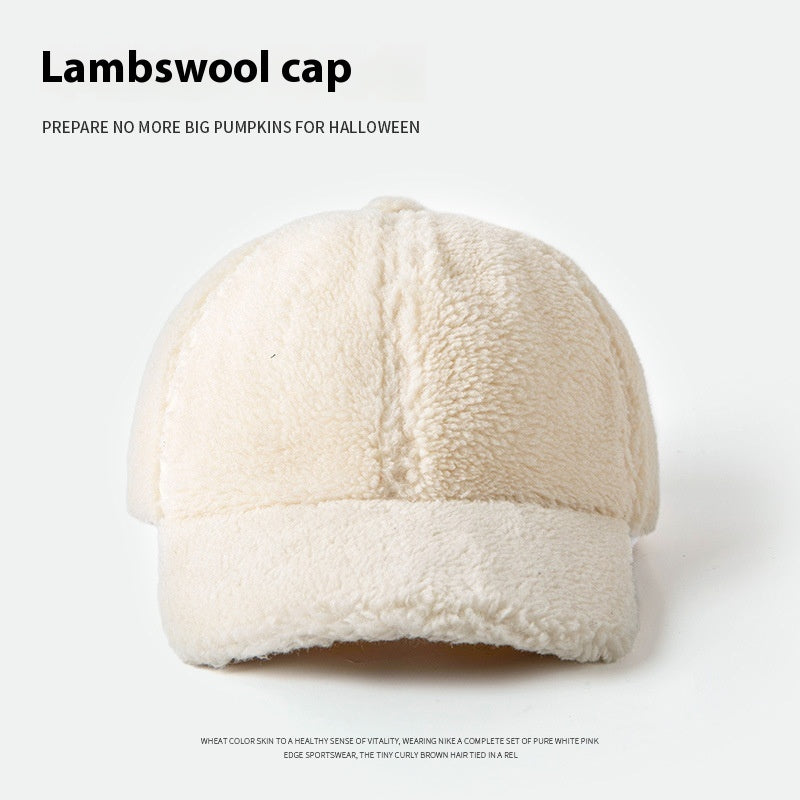Women’s Plush Lamb Wool Baseball Cap – Winter Warm Peak Hat