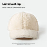 Women’s Plush Lamb Wool Baseball Cap – Winter Warm Peak Hat