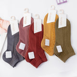 Women’s Double Needle Cotton Ankle Socks – Solid Color Short Casual