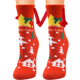 Magnetic Christmas Couple Socks – Coral Fleece Warm Slipper Tube