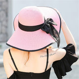 Women’s Floppy Bow Sun Hat – Wide Brim Foldable Summer Hat