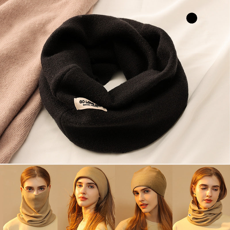 4-in-1 Knit Scarf Mask – Faux Cashmere Winter Face Wrap