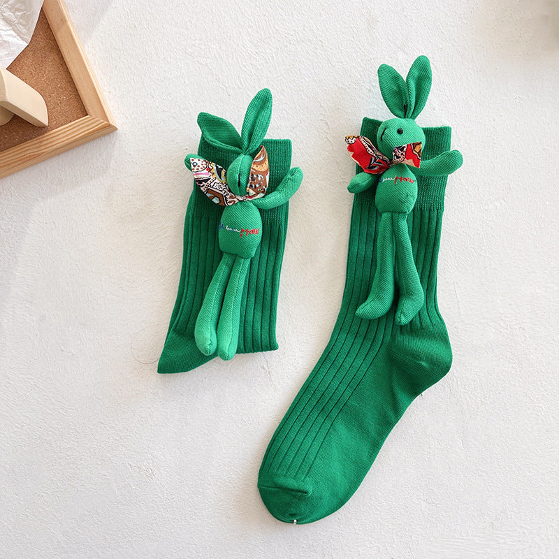 3D Green Reindeer Winter Socks – Cotton Breathable Crew Style