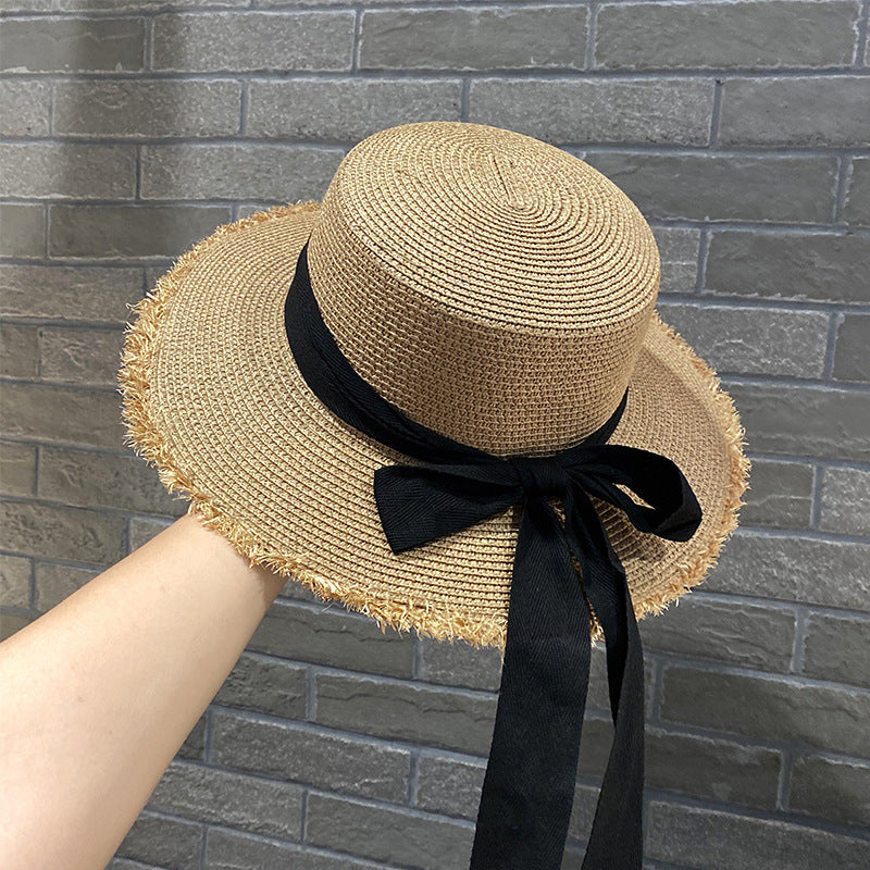 Women’s Lace Bow Straw Sun Hat – Wide Brim Summer Beach Hat