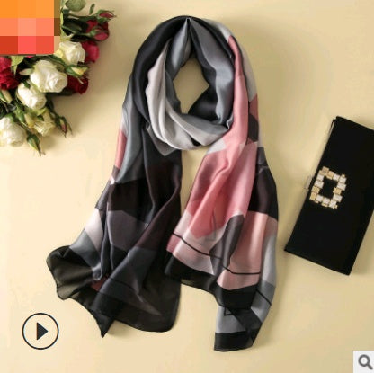 Floral Printed Silk-Look Scarf – Elegant Lightweight Shawl for All Seasons