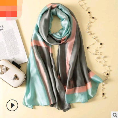 Floral Printed Silk-Look Scarf – Elegant Lightweight Shawl for All Seasons